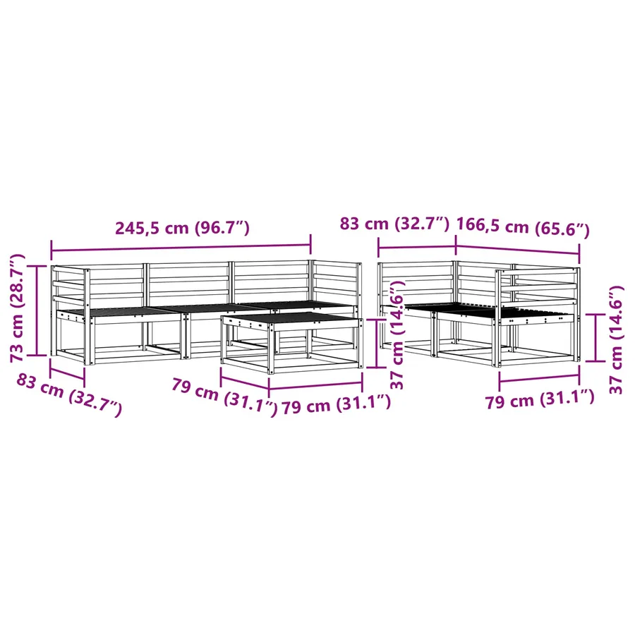 Ensemble de canapés d'extérieur 6 pcs Naturel - 8