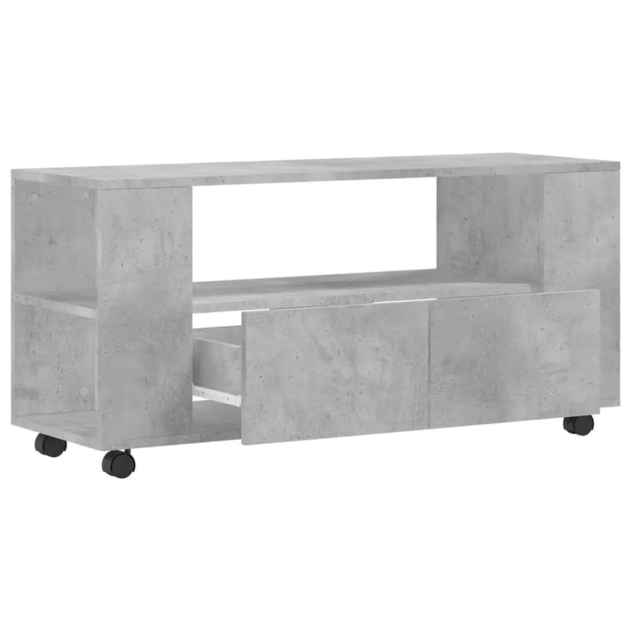 Meuble TV gris béton 102x34,5x43 cm bois d'ingénierie - 5