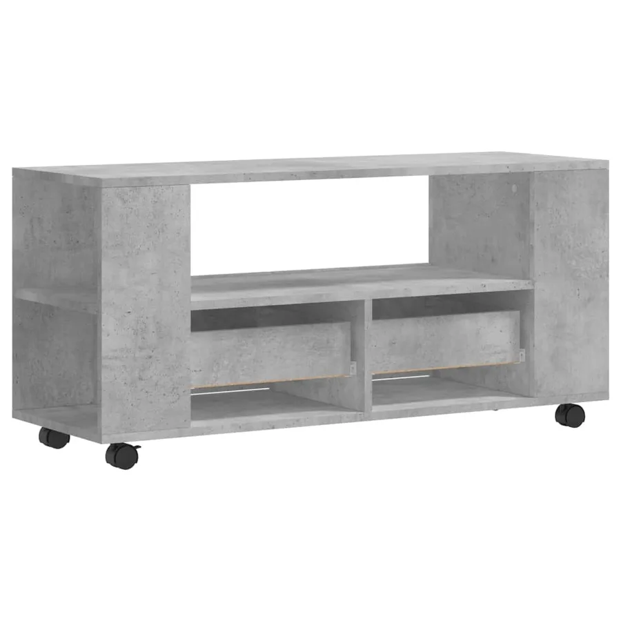 Meuble TV gris béton 102x34,5x43 cm bois d'ingénierie - 8