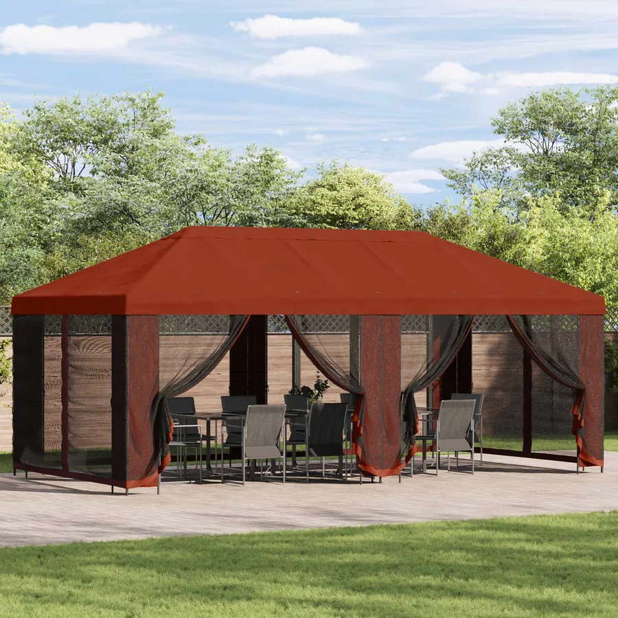Gazebo avec murs latéraux 6 x 3 m Terre cuite