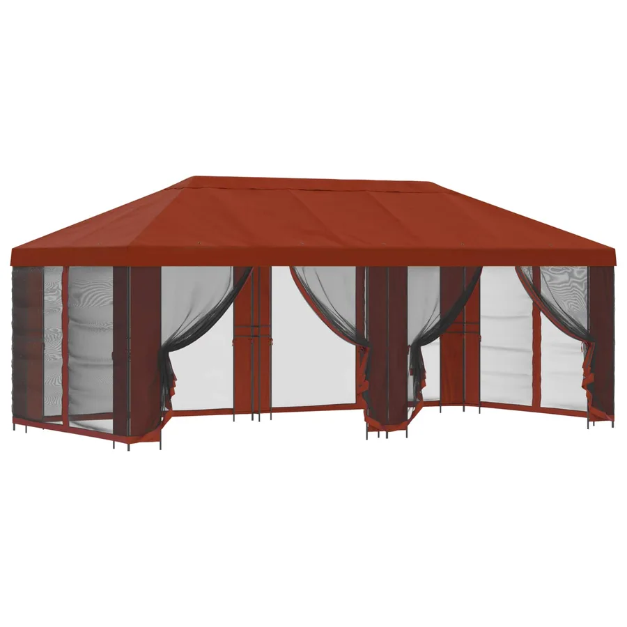 Gazebo avec murs latéraux 6 x 3 m Terre cuite - 2