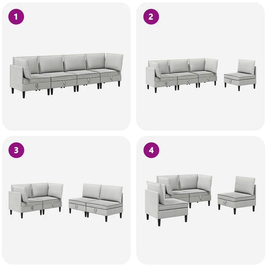Ensemble de meubles pour le salon 4 pcs Gris clair Tissu - 10