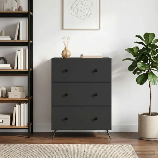 Armoire à tiroirs Noir 66 x 34,5 x 90 cm Bois d'ingénierie