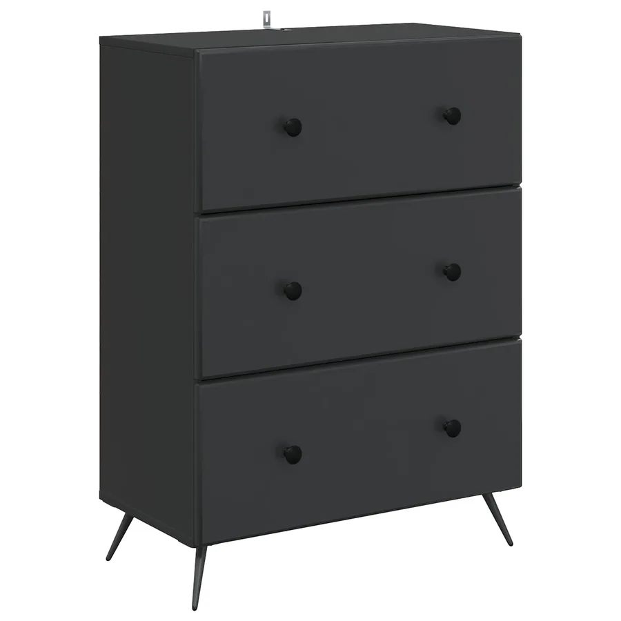 Armoire à tiroirs Noir 66 x 34,5 x 90 cm Bois d'ingénierie - 2