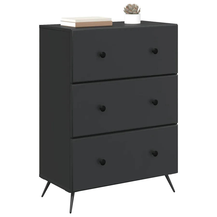 Armoire à tiroirs Noir 66 x 34,5 x 90 cm Bois d'ingénierie - 3