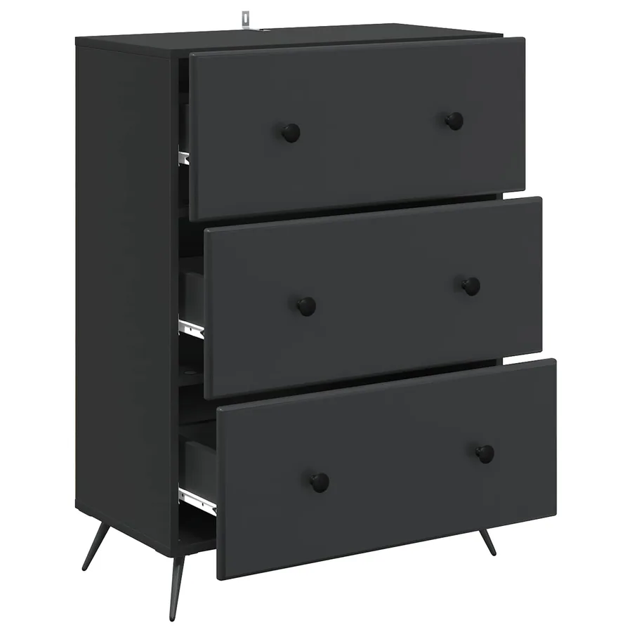 Armoire à tiroirs Noir 66 x 34,5 x 90 cm Bois d'ingénierie - 5