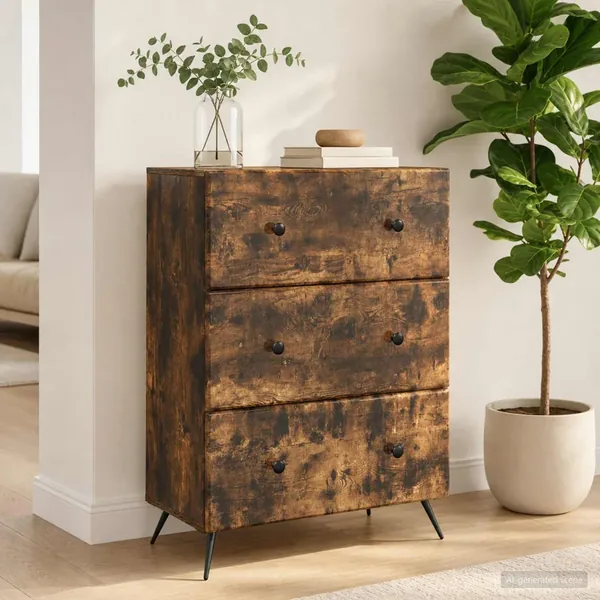 Armoire à tiroirs Chêne fumé 66 x 34,5 x 90 cm