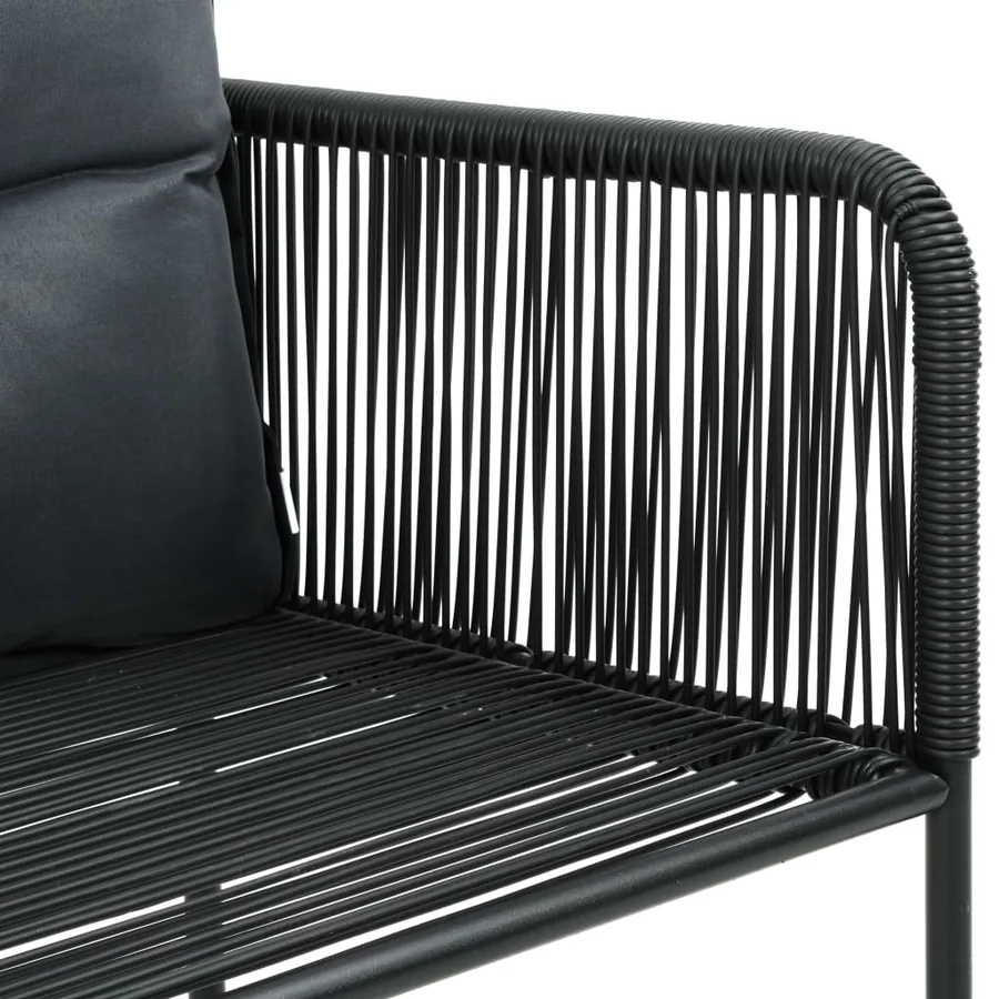 Ensemble à manger de jardin 5 pcs PVC résine tressée noir - 7