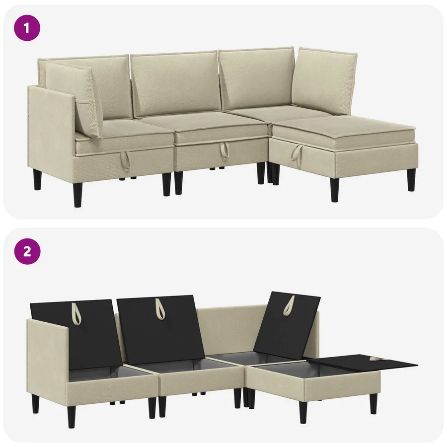 Ensemble de meubles pour le salon 4 pcs Sable Tissu - 10