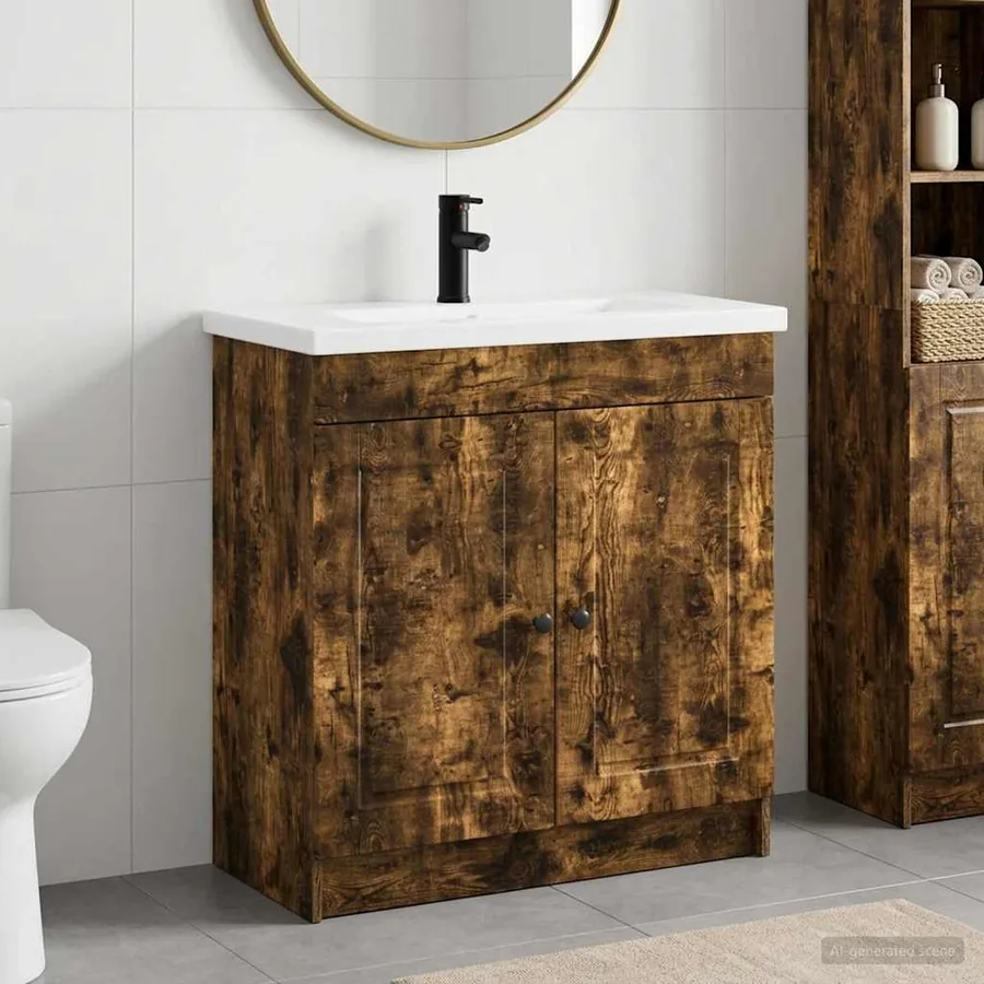Ensemble de mobilier de salle de bain Chêne fumé