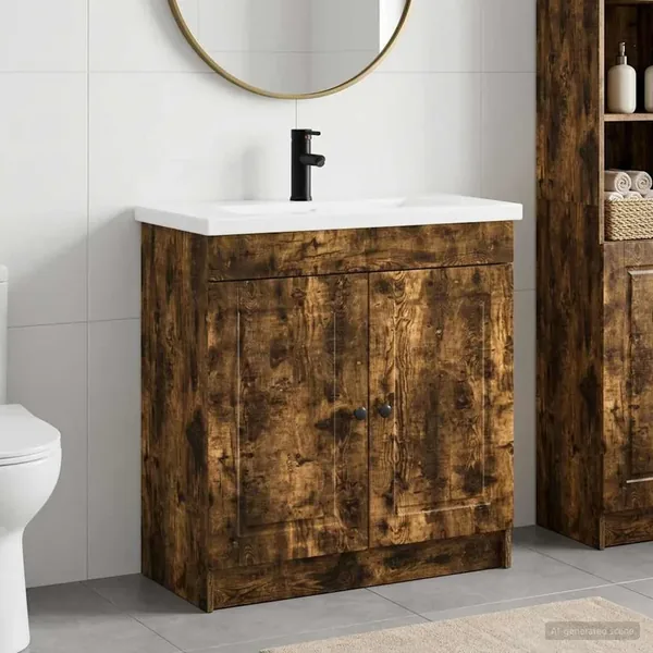 Ensemble de mobilier de salle de bain Chêne fumé
