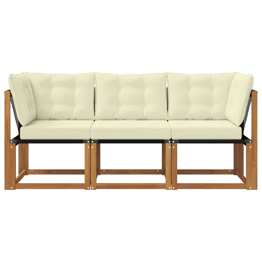 Canapé d’extérieur milieu et coin avec coussin 3 Pièce Naturel - 5