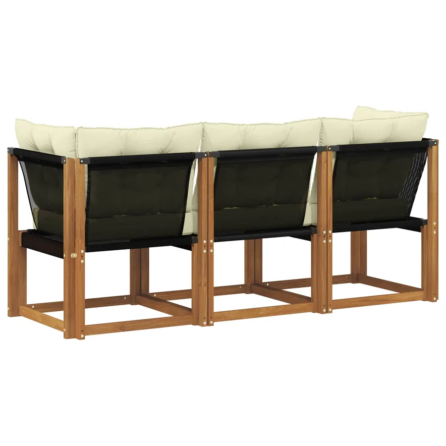 Canapé d’extérieur milieu et coin avec coussin 3 Pièce Naturel - 7