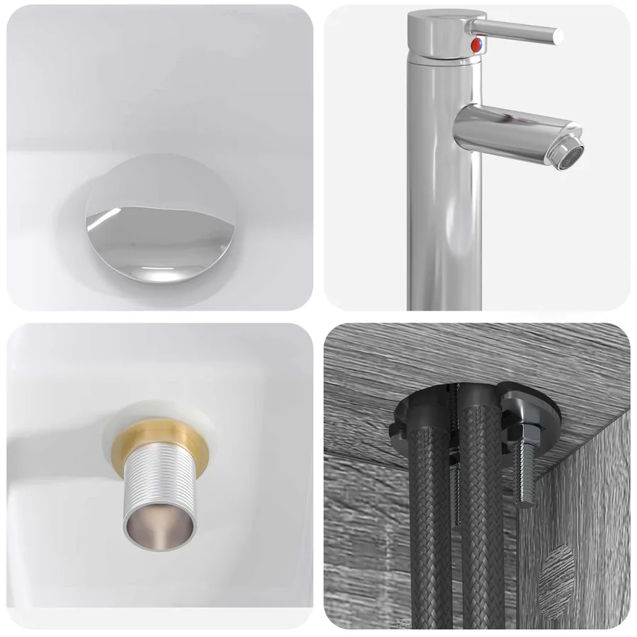 Vanité de lavabo mural Sonoma gris 49,5 x 41 x 63 cm - 7