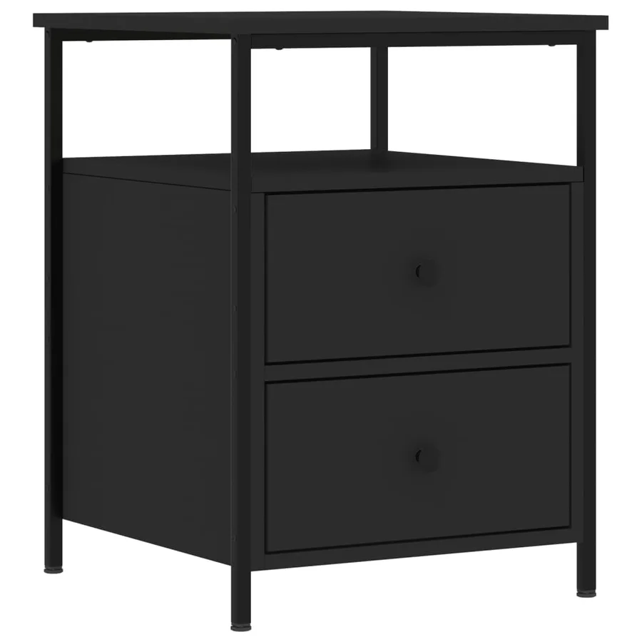 Table de chevet noir 44x45x60 cm bois d’ingénierie - 2