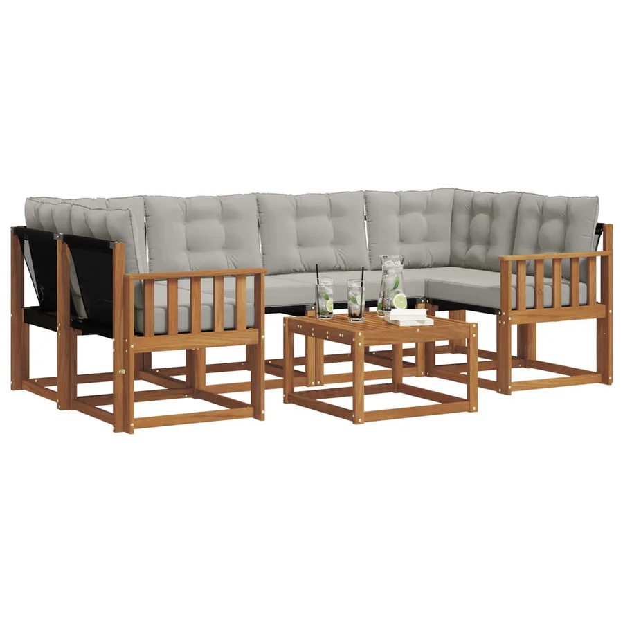 Ensemble de canapés d'extérieur 7 pcs Gris Naturel et Clair - 3