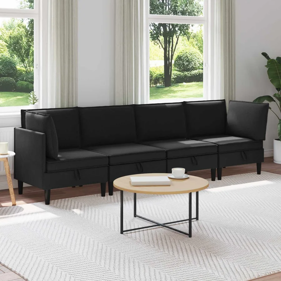 Ensemble de meubles pour le salon 4 pcs Noir Tissu
