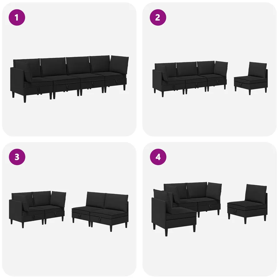 Ensemble de meubles pour le salon 4 pcs Noir Tissu - 10