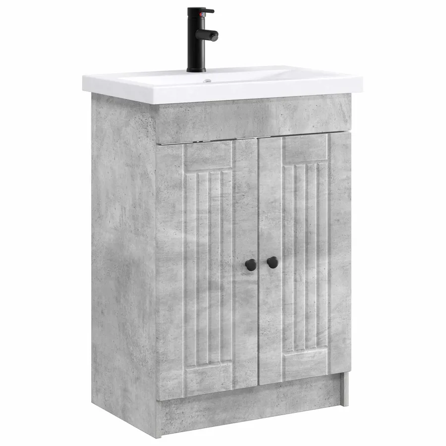 Ensemble de mobilier de salle de bain Gris béton - 2
