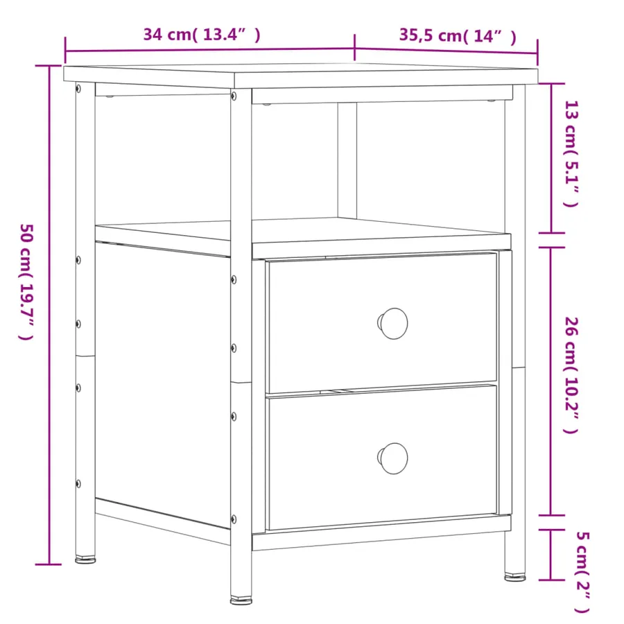 Table de chevet chêne sonoma 34x35,5x50 cm bois d'ingénierie - 11