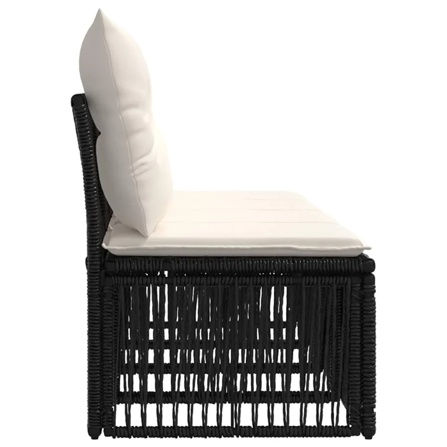 Canapé 4 places 4 pcs 4-Nombre de places Noir polyrotin - 5