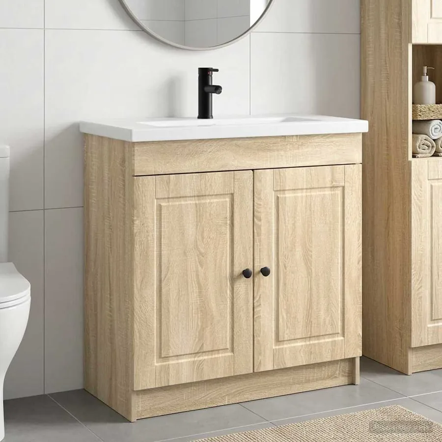 Ensemble de mobilier de salle de bain Chêne Sonoma
