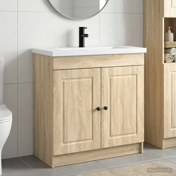 Ensemble de mobilier de salle de bain Chêne Sonoma