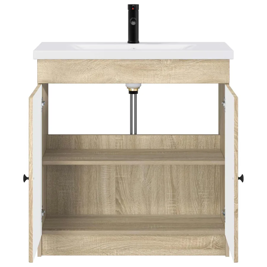 Ensemble de mobilier de salle de bain Chêne Sonoma - 3