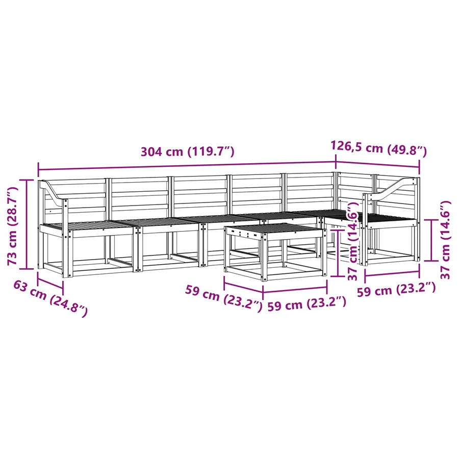 Ensemble de canapés d'extérieur 7 pcs Naturel - 11
