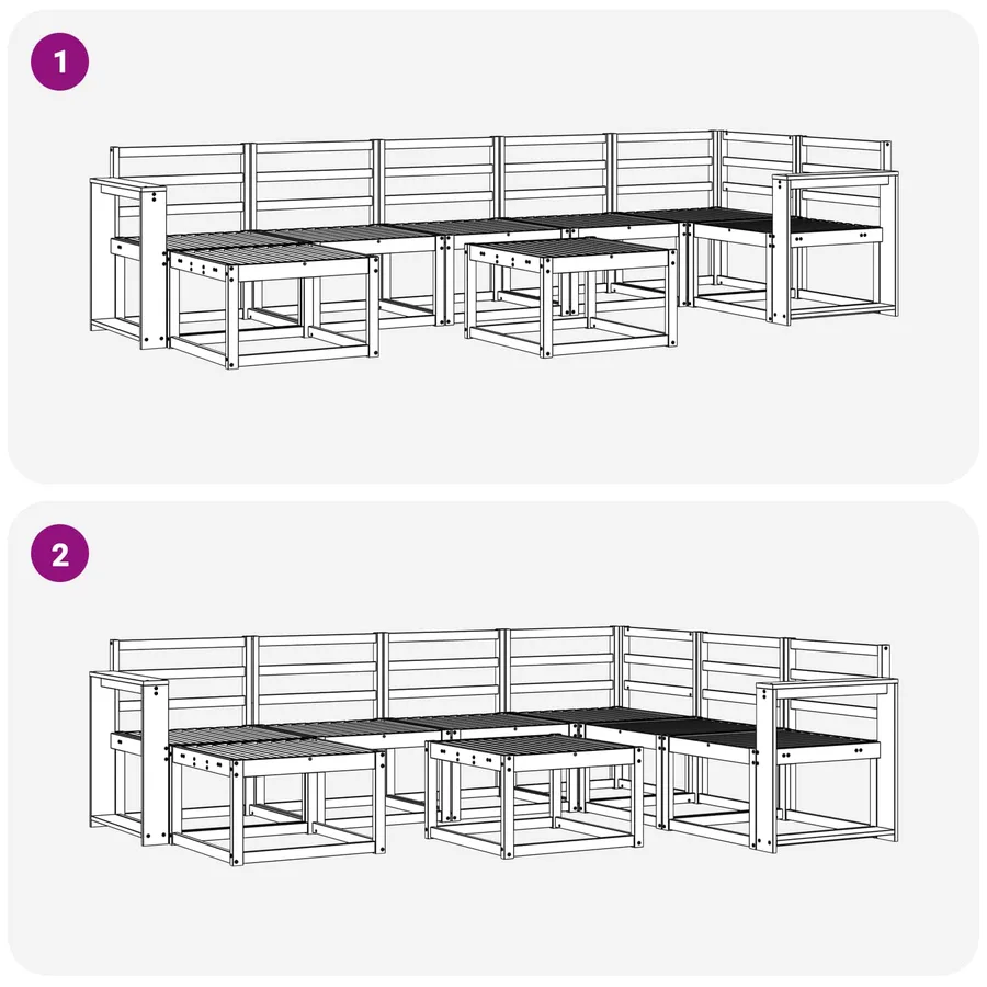 Ensemble de canapés d'extérieur 8 pcs Naturel - 10