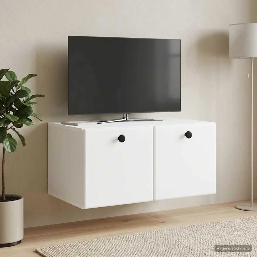 Meuble TV mural 59,5 x 41 x 30 cm Blanc Bois d'ingénierie