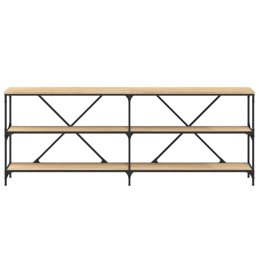 Table console chêne sonoma 200x30x75cm bois d'ingénierie et fer - 4