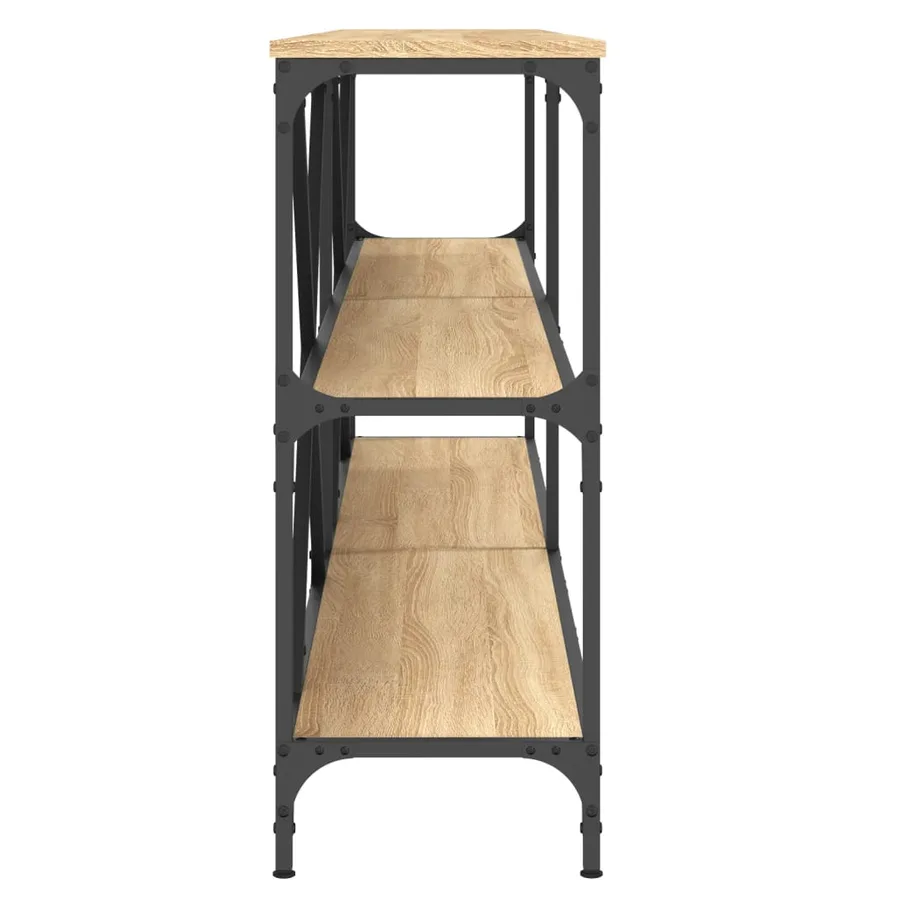 Table console chêne sonoma 200x30x75cm bois d'ingénierie et fer - 5