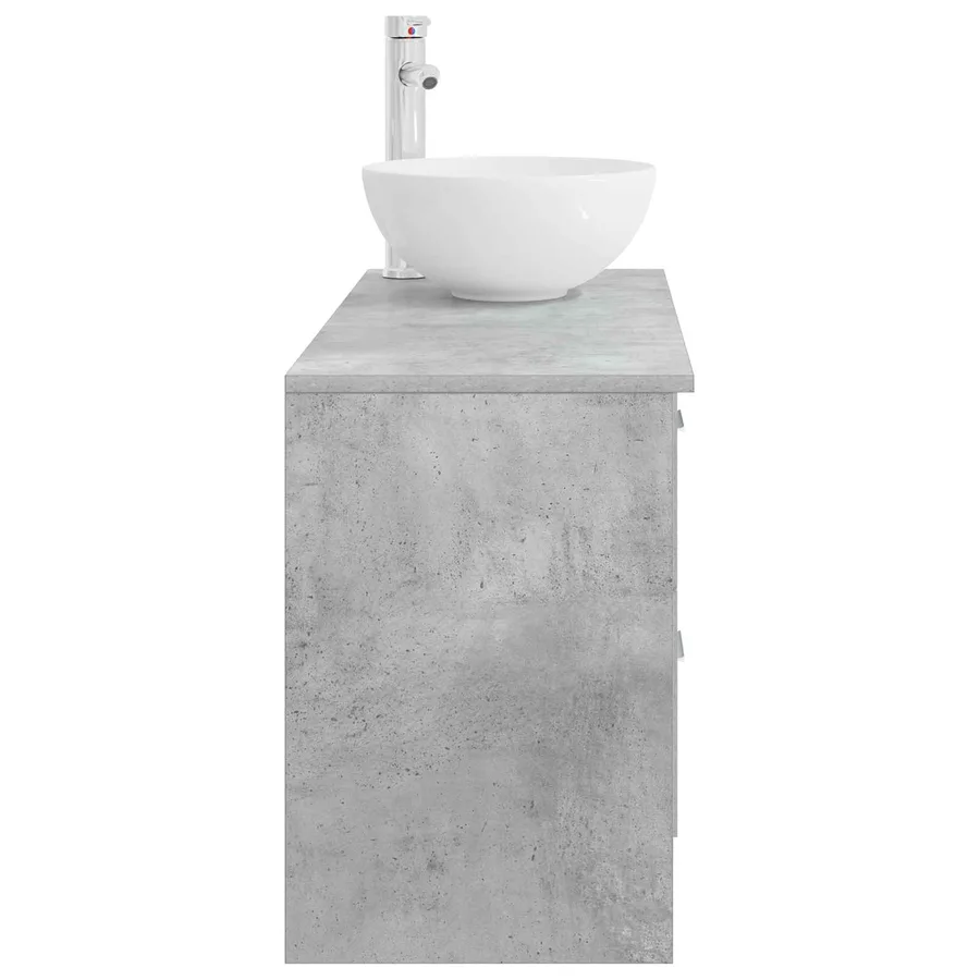 Ensemble de mobilier de salle de bain 2 pcs Gris béton - 5