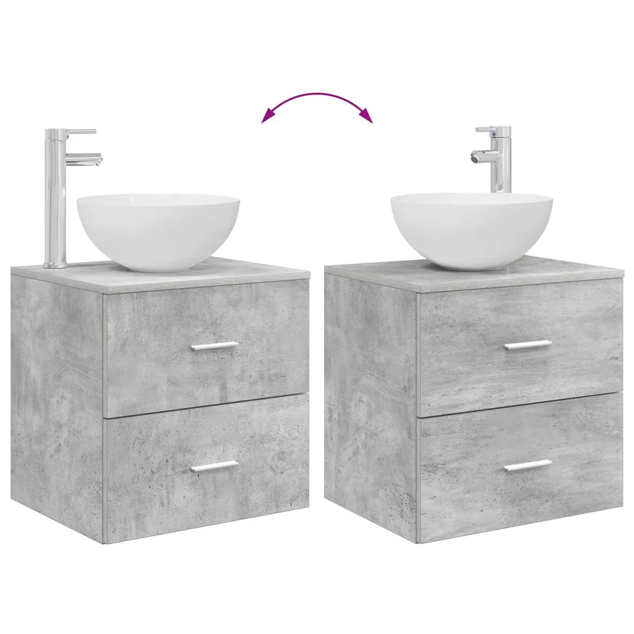 Ensemble de mobilier de salle de bain 2 pcs Gris béton - 9
