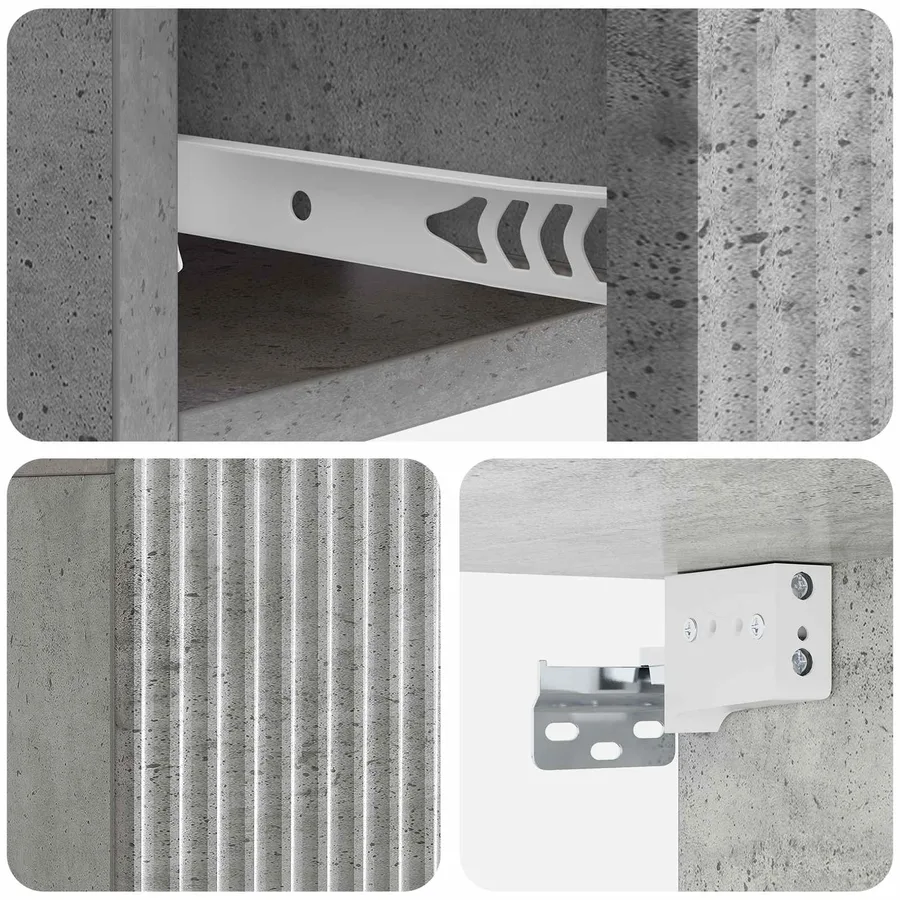 Cabinet de chevet mural 2 pcs Gris béton 49 x 34,5 x 20 cm - 10