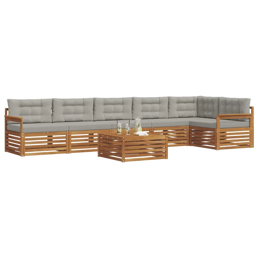 Ensemble de canapés d'extérieur 7 pcs Gris Naturel et Clair - 3