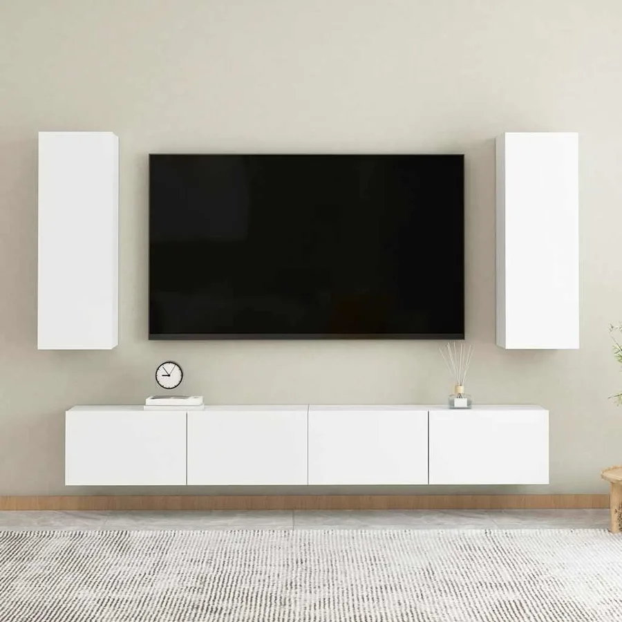 Meuble TV Blanc 30,5x30x90 cm Bois d’ingénierie - 12