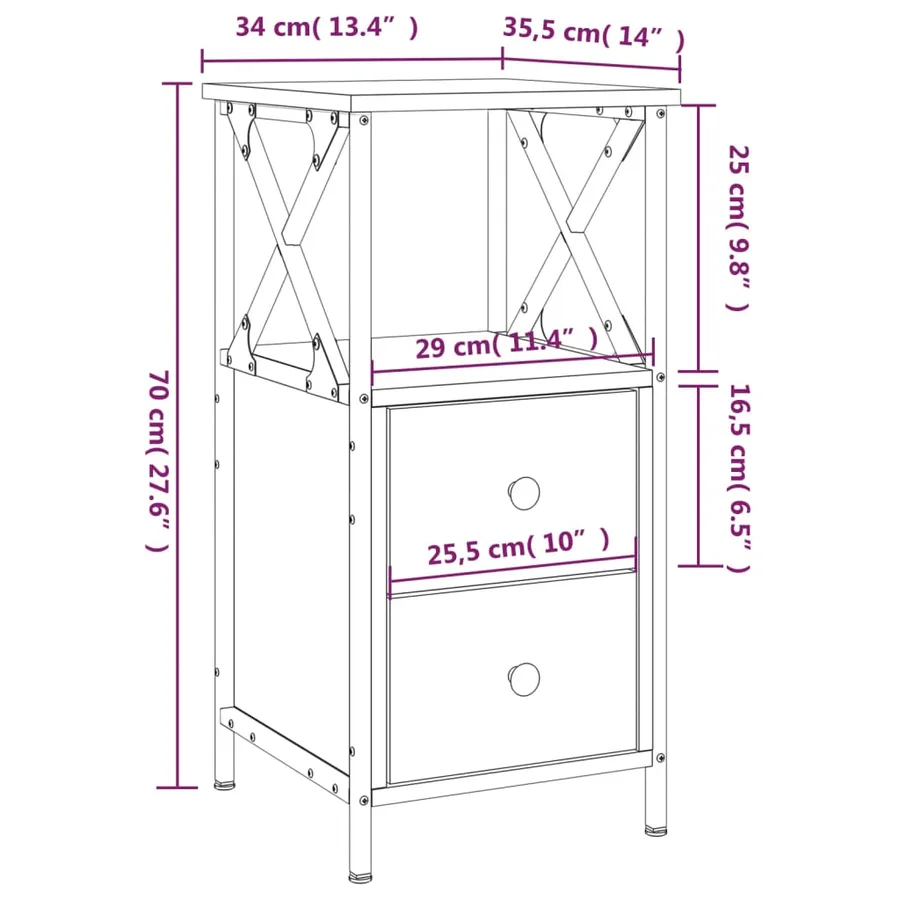 Table de chevet chêne sonoma 34x35,5x70 cm bois d'ingénierie - 11