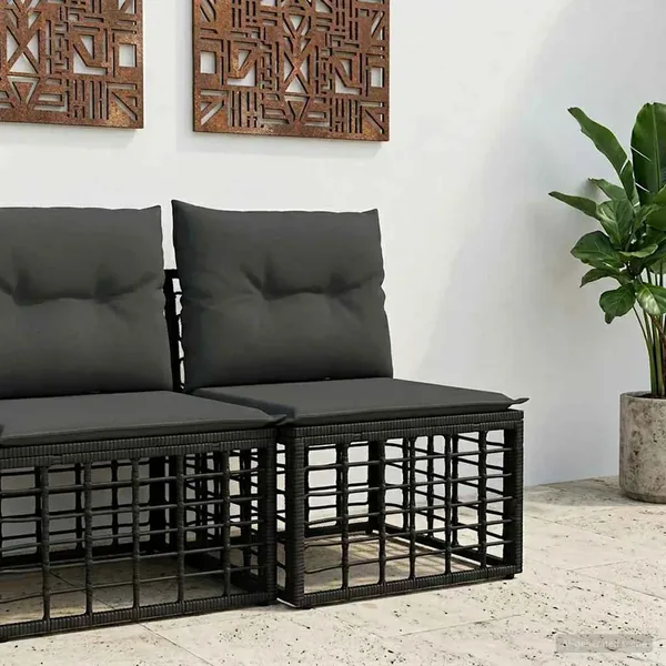 Unité de canapé sans accoudoir modulable pour extérieur Noir