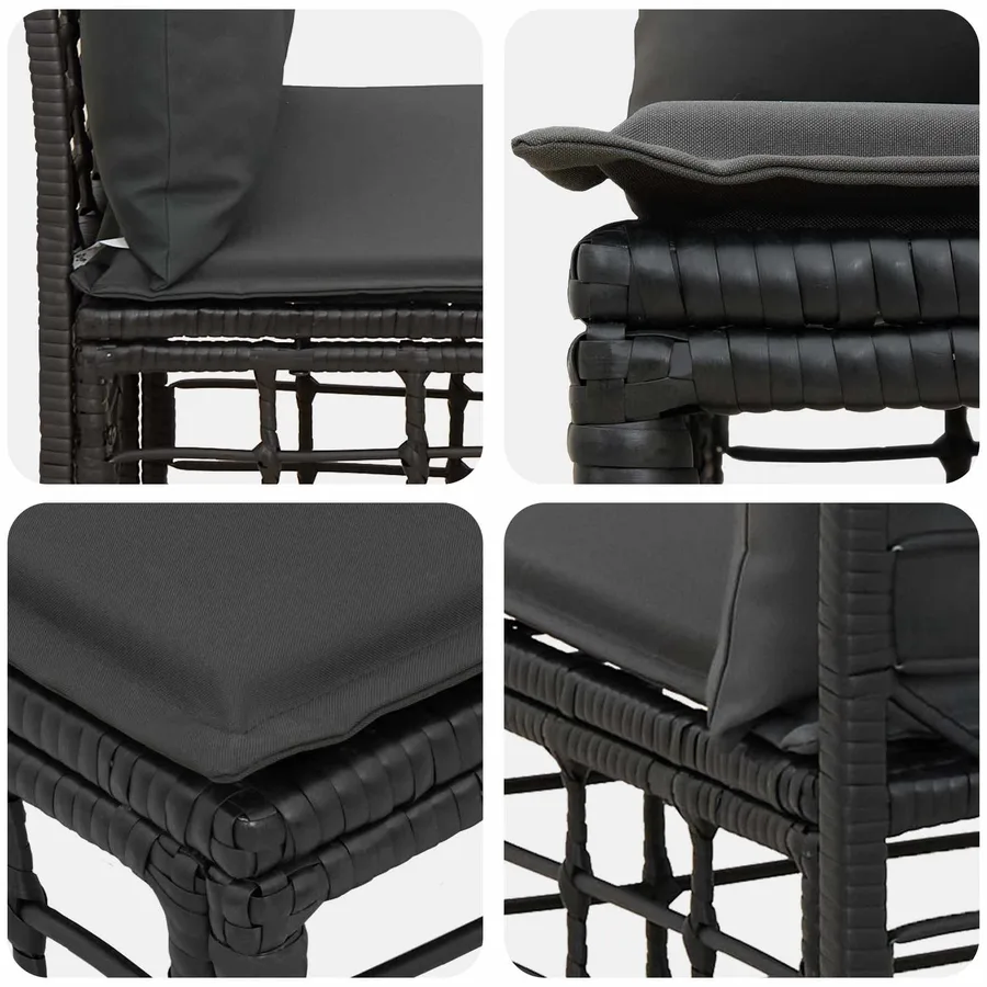 Unité de canapé sans accoudoir modulable pour extérieur Noir - 7