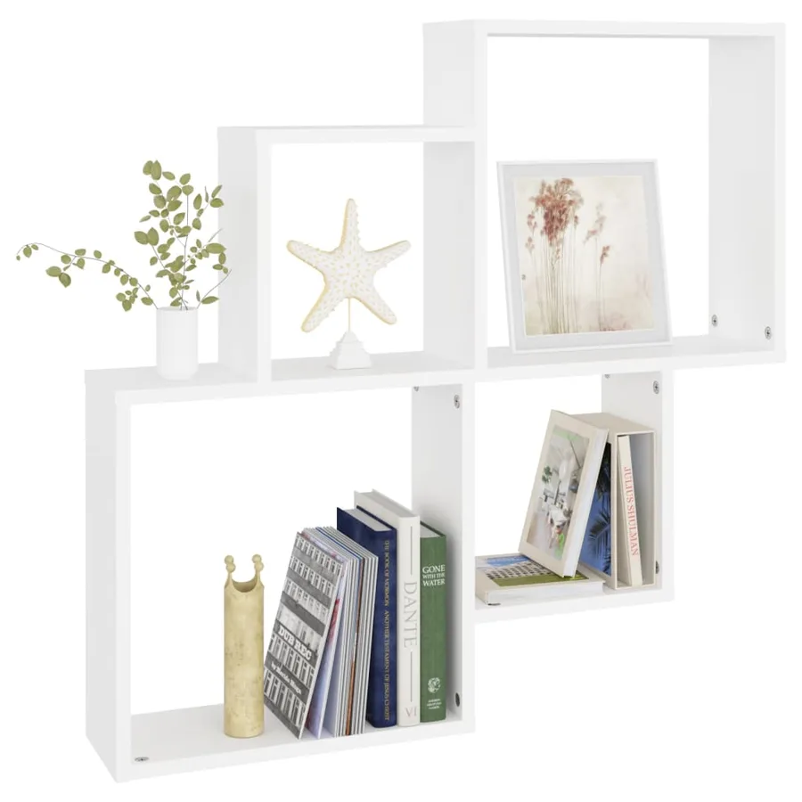 Étagère murale cube Blanc 80x15x78,5 cm Bois d’ingénierie - 5