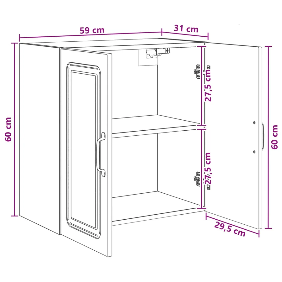Armoire Murale 59 x 31 x 60 cm Bois d'ingénierie Blanc - 8