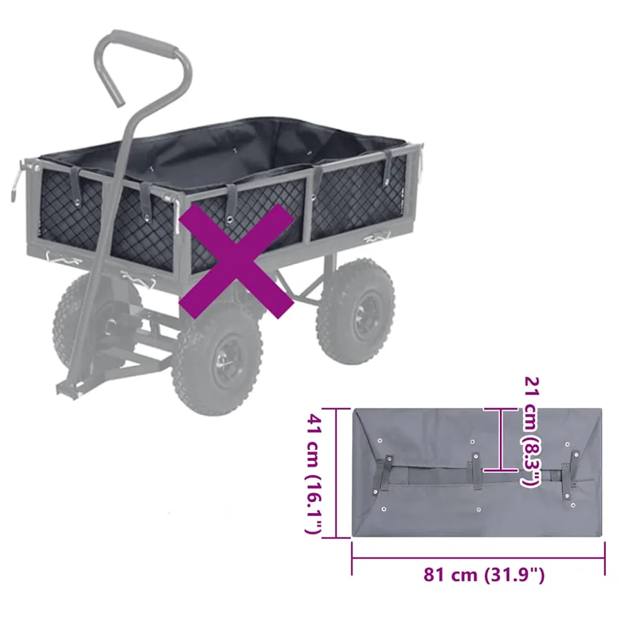 Bâche de chariot de jardin Gris foncé 81x41x21 cm Tissu - 3