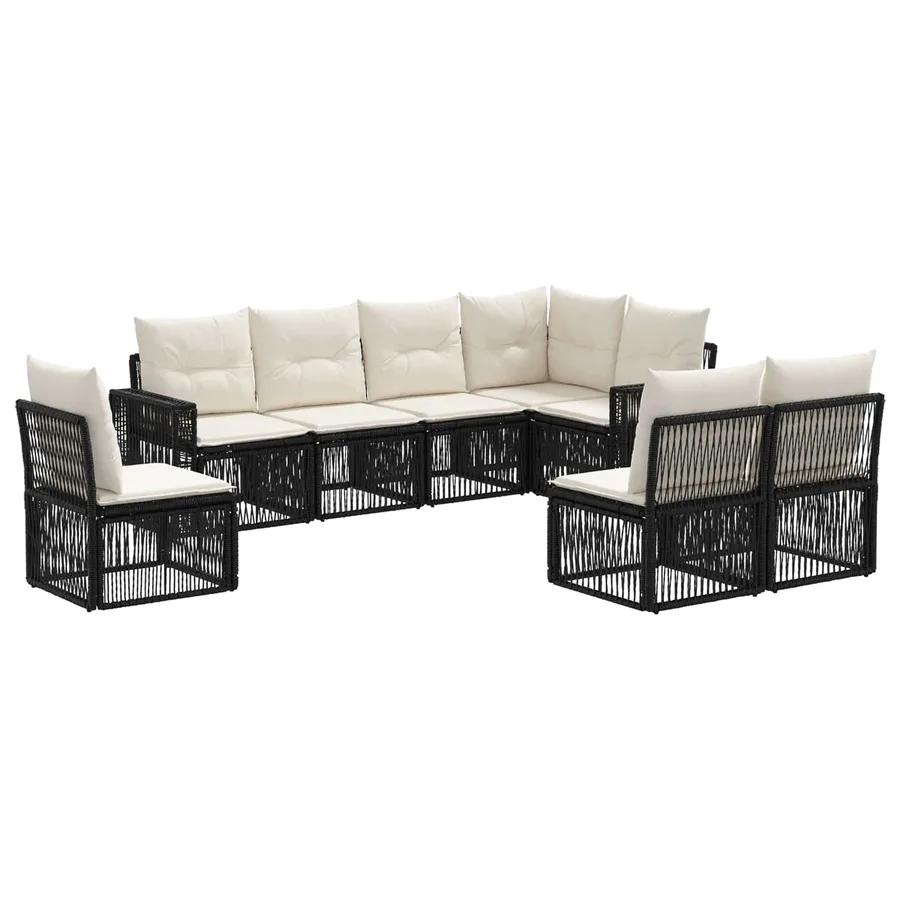 Ensemble de canapé de jardin 8 pcs Noir et blanc crème - 2