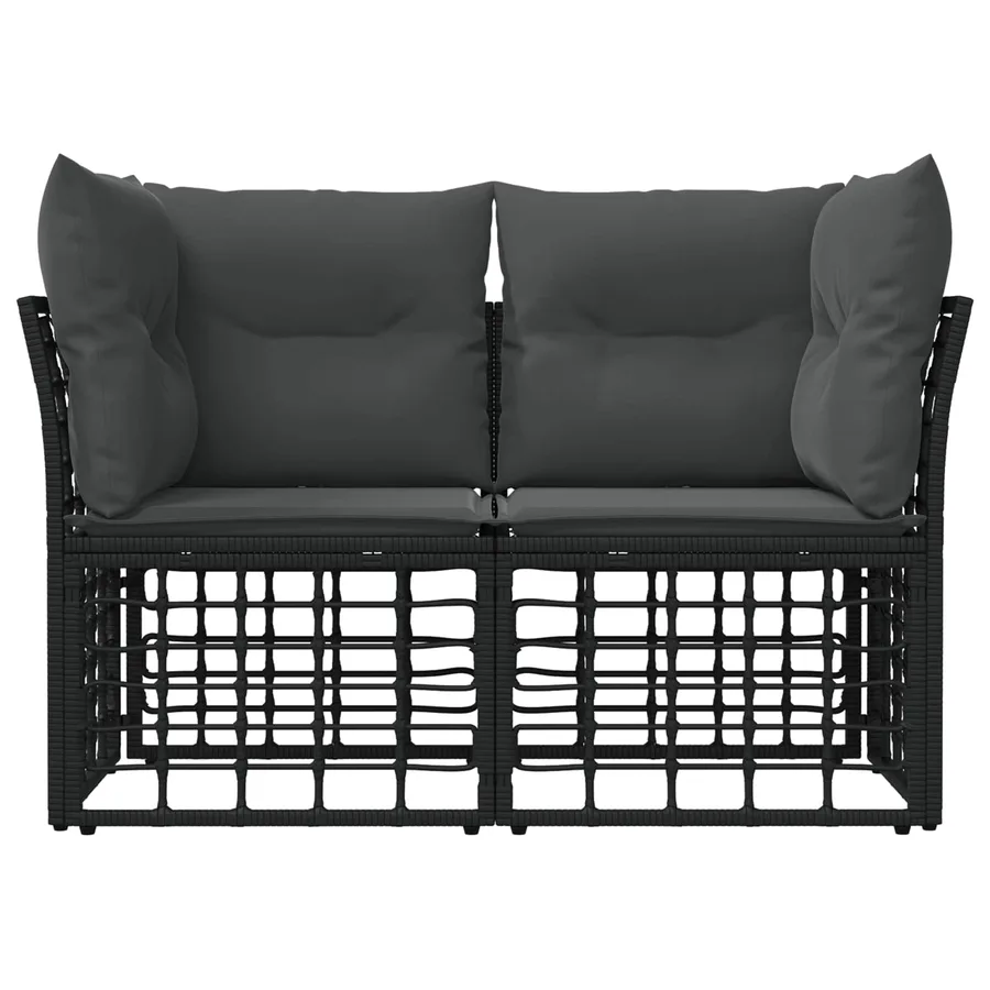 Loveseat d'extérieur 2 pcs Noir et Gris foncé polyrotin - 4