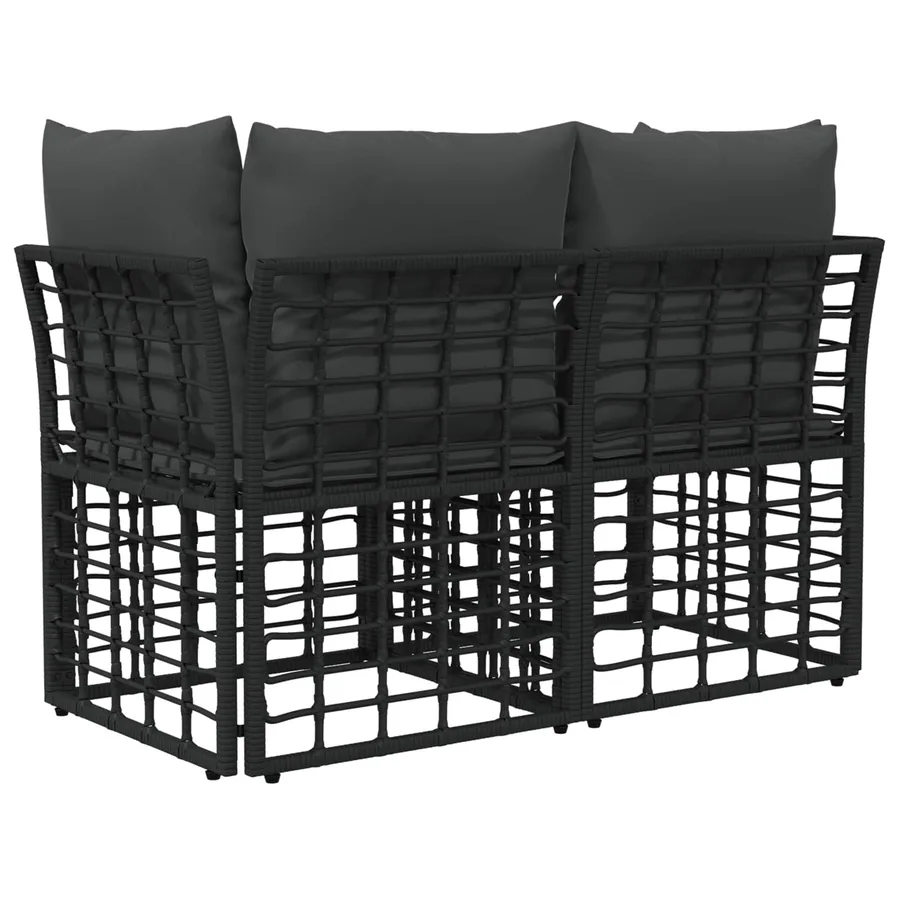 Loveseat d'extérieur 2 pcs Noir et Gris foncé polyrotin - 6