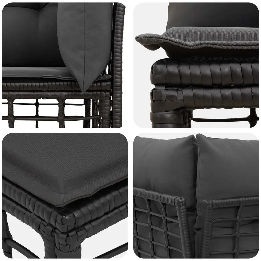 Loveseat d'extérieur 2 pcs Noir et Gris foncé polyrotin - 7