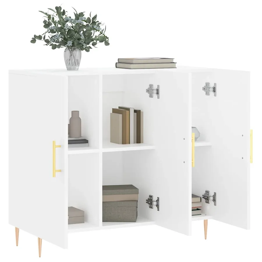 Buffet blanc 90x34x80 cm bois d'ingénierie - 10