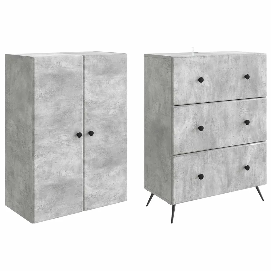 Ensemble de Meubles 2 pcs Gris béton 66 x 34,5 x 90 cm - 4